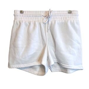 Better Together Womens Fleece Lined Comfy Drawstring Lounge Shorts White Medium